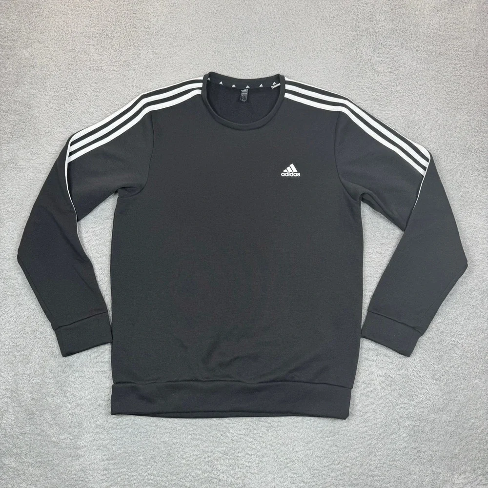 Adidas Mens Primegreen Essentials 3-Stripes Sweatshirt Black Large GK9074